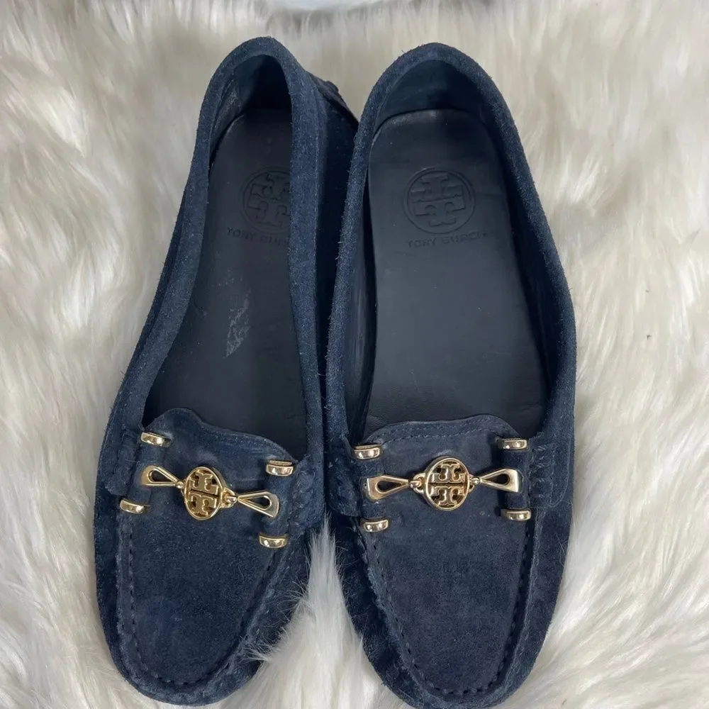 Tory Burch Daria Navy Suede Driving Moccasin Sz 7‎